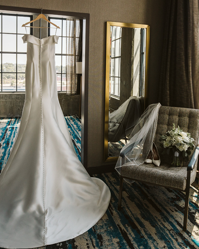 Wedding Dress Details in Embassy Suites Guest Suite